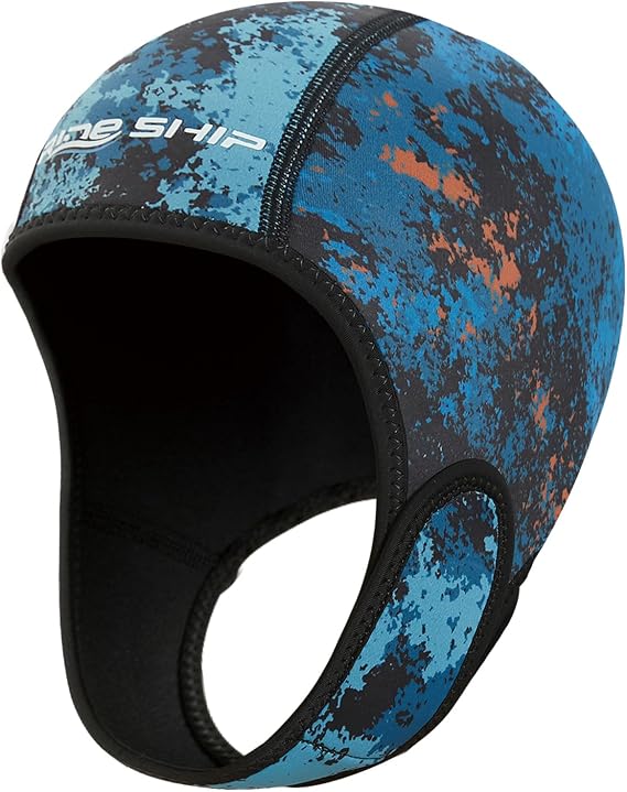 Skyone Neoprene Dive Hood Wetsuit Hood for Men Women, Scuba Diving Hoods 2MM with Adjustable Chin Straps, Neoprene Swim Cap Surfing Head Cover Stretchable for Boating Kayaking Water Sports