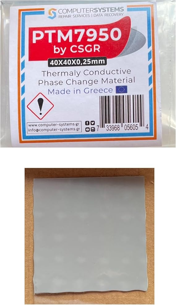 PTM7950 by CSGR 40x40x0.25mm Phase Change Thermal Pad High Thermal Conductivity for CPU & GPU Cooling Ideal for Use with K5 PRO Thermal Putty