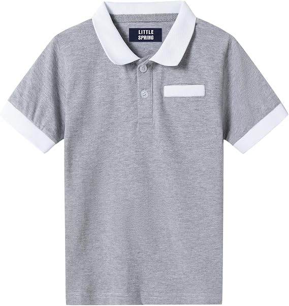 LittleSpring Boys Girls Polo Shirt School Uniform Short Sleeve Pique Polo T Shirt for Kids