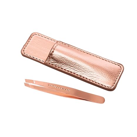 Tweezerman Mini Slant Tweezer - Tweezerman Tweezers with Case Rose Gold