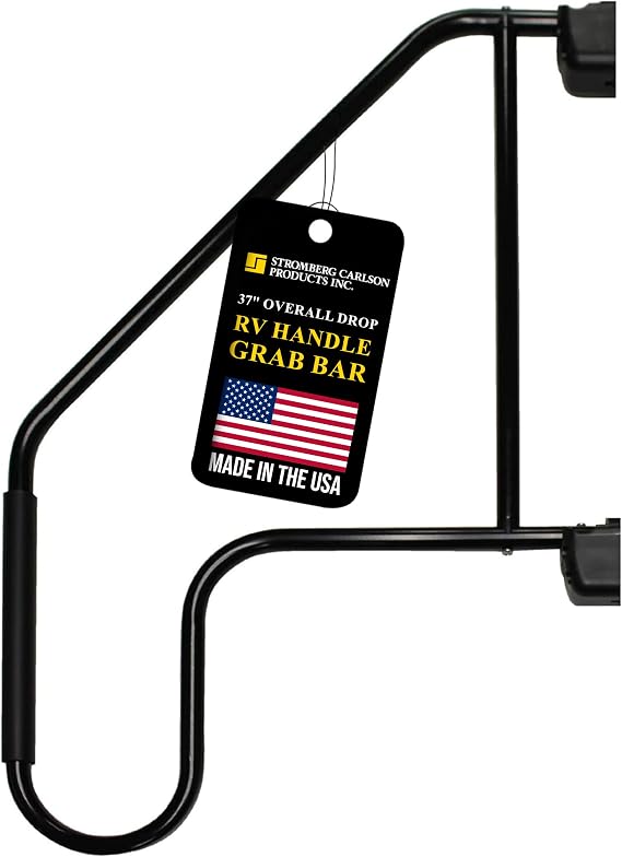 Stromberg Carlson AM-533 Lend-A-Hand Extended Assist Rail - RV Handrail, RV Handle Grab Bar by Door, Camper Hand Rail, RV Step Handrail, Trailer Door Handle, Grab Handle, 37" Overall Drop, Black