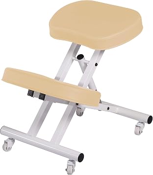 Master Massage Healthy-Star-Program Steel Posture Kneeling Chair with Back Support for Office Metal Folding Posture Chair, Cream