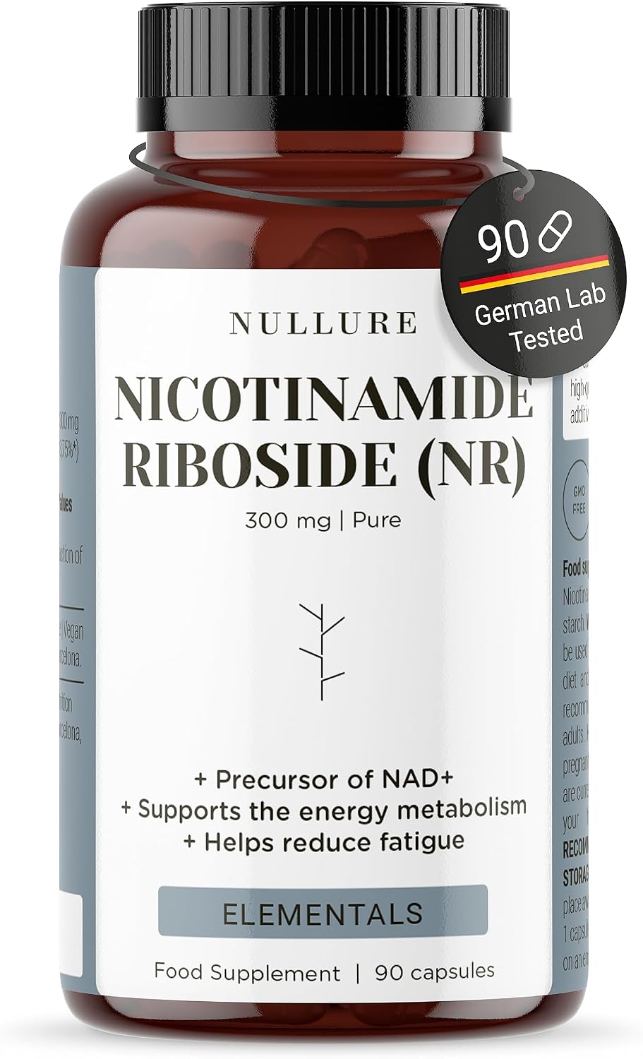 Nullure NAD Nicotinamide Riboside 300mg - 30 Capsules | Free of Magnesium Streate | Clean Label Certificate | Third Party Tested | NAD Supplements | Pure NR Supplement >99% | Made in Spain