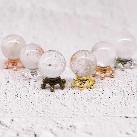 Fairy Garden Crystal Ball, Miniature Glass Gazing Ball, Dollhouse Wizard Minis, Terrarium Miniatures, Haunted Dollhouse, Halloween Decor (Yellow Gold)