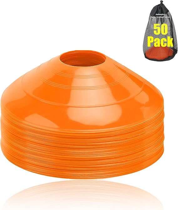 Ashsajkd(Set of 25/50/100 - Agility Soccer Cones with Carry Bag and for , Football Cones for TrainingFootball, Basketball, Coaching, Agility Cones for Indoor and Outdoor Games