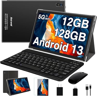 2025 Android 15 Tablet, 10 Inch Octa-Core Tablets 22GB128GB1TB Expand, 2-in-1 Electronic Tablet with Keyboard Mouse, 8000mAh Battery, HD IPS Display, GPS,Widevine L1, Split Screen, Metal Body -Black