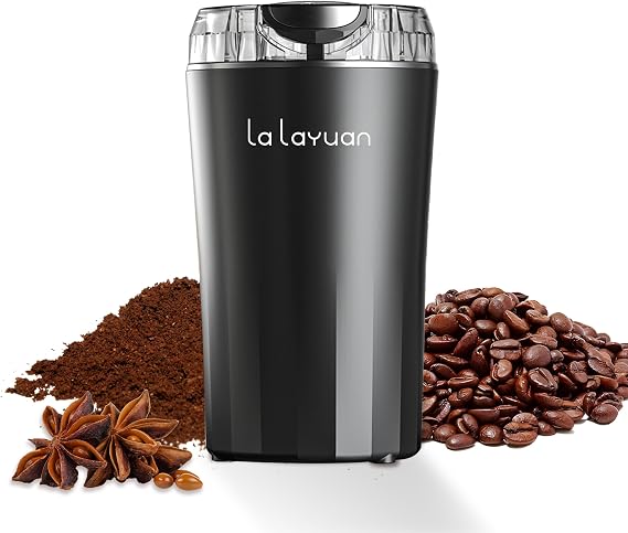 Electric Coffee Grinder, Stainless Steel Blades, 200W Motor, 3oz, for Grinding Coffee Beans, Herbs, Nuts and Spices Grinder, Home Kitchen Burr Coffee Grinder (Black)