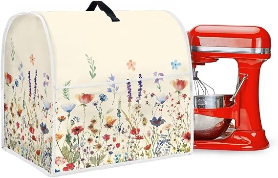Kitchen Aid Mixer Covers for Stand Mixer 4.5-5 qt Small Appliance Dust Cover with Pockets Floral Stand Mixer Cover Kitchen Mixer Parts & Accessories Decorative Protector