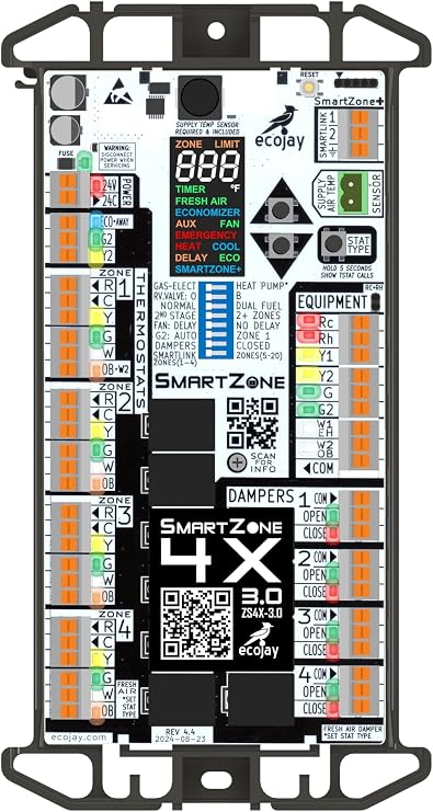 SmartZone-4X Control - 4 zone controller KIT w/Temp sensor - Universal Replacement for honeywell zoning panel truezone hz432 & more
