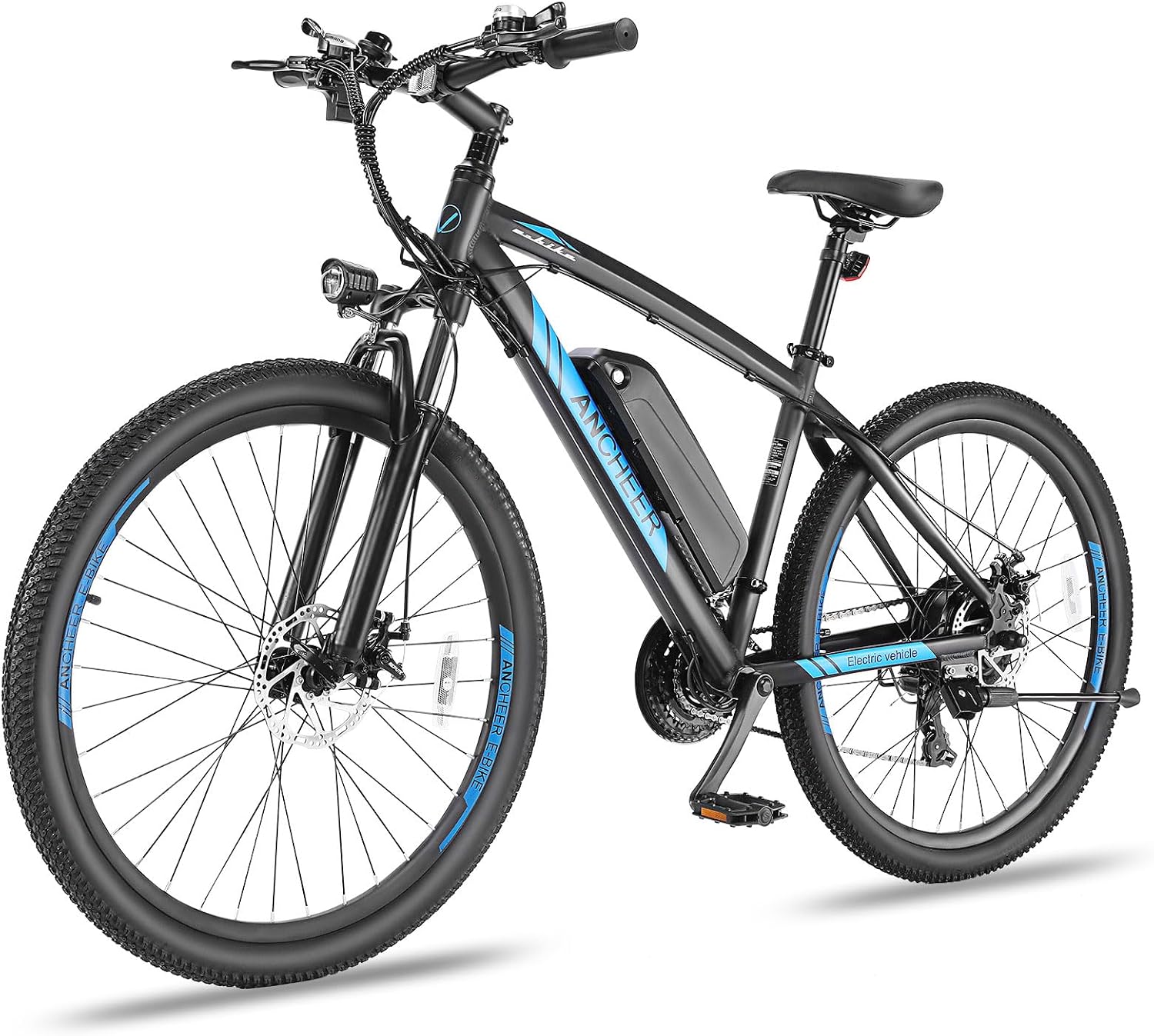 ANCHEER Electric Bike 27.5&amp;#39;&amp;#39; 26&amp;#39;&amp;#39; Electric Mountain Bike 500W 48V Removable Battery, 20MPH Electric Bike for Adults Commuter Cruiser with 50 Miles Range, Suspension Fork