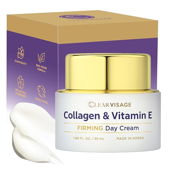 Collagen & Vitamin E Face Moisturizer - Dermatologist Tested, Anti Aging, Korean Skin Care - Hydrates, Strengthens Moisture Barrier, Smooth Makeup - Vegan, Clean Beauty - 1.69 Fl Oz