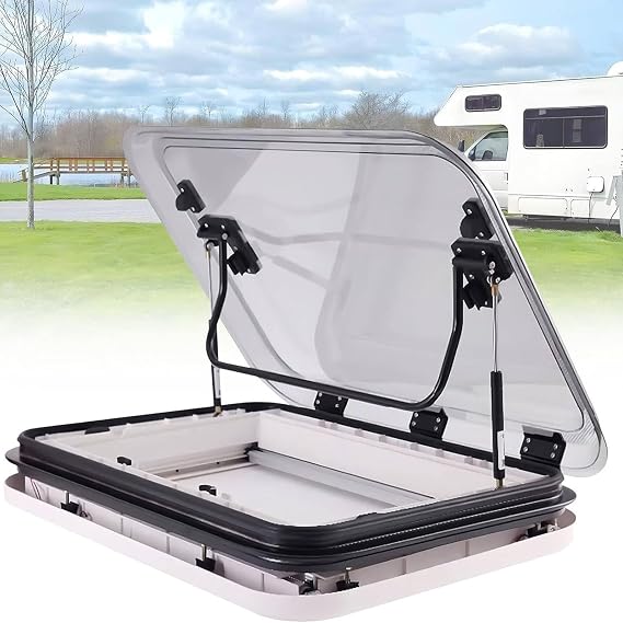 RV Caravan Roof Window Hatch With LED light,500/700/800 x 500MM Cut Out RV Caravan LED Skylight Large Caravan For Caravan Trailer 50x50cm