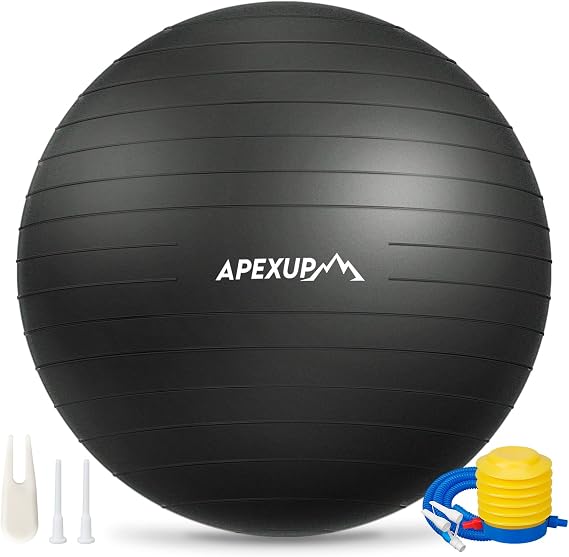 APEXUP Yoga Ball, 660 lbs Anti-Burst Exercise Ball with Pump, 5 Sizes | Anti-Burst, Anti-Slip, Strengthens Core, Improves Balance & Posture, Boosts Flexibility & Stability