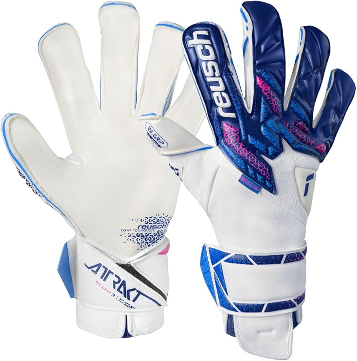 Reusch Attrakt RE:Grip Evolution Goalkeeper Gloves Size 9 White/Blue/Pink