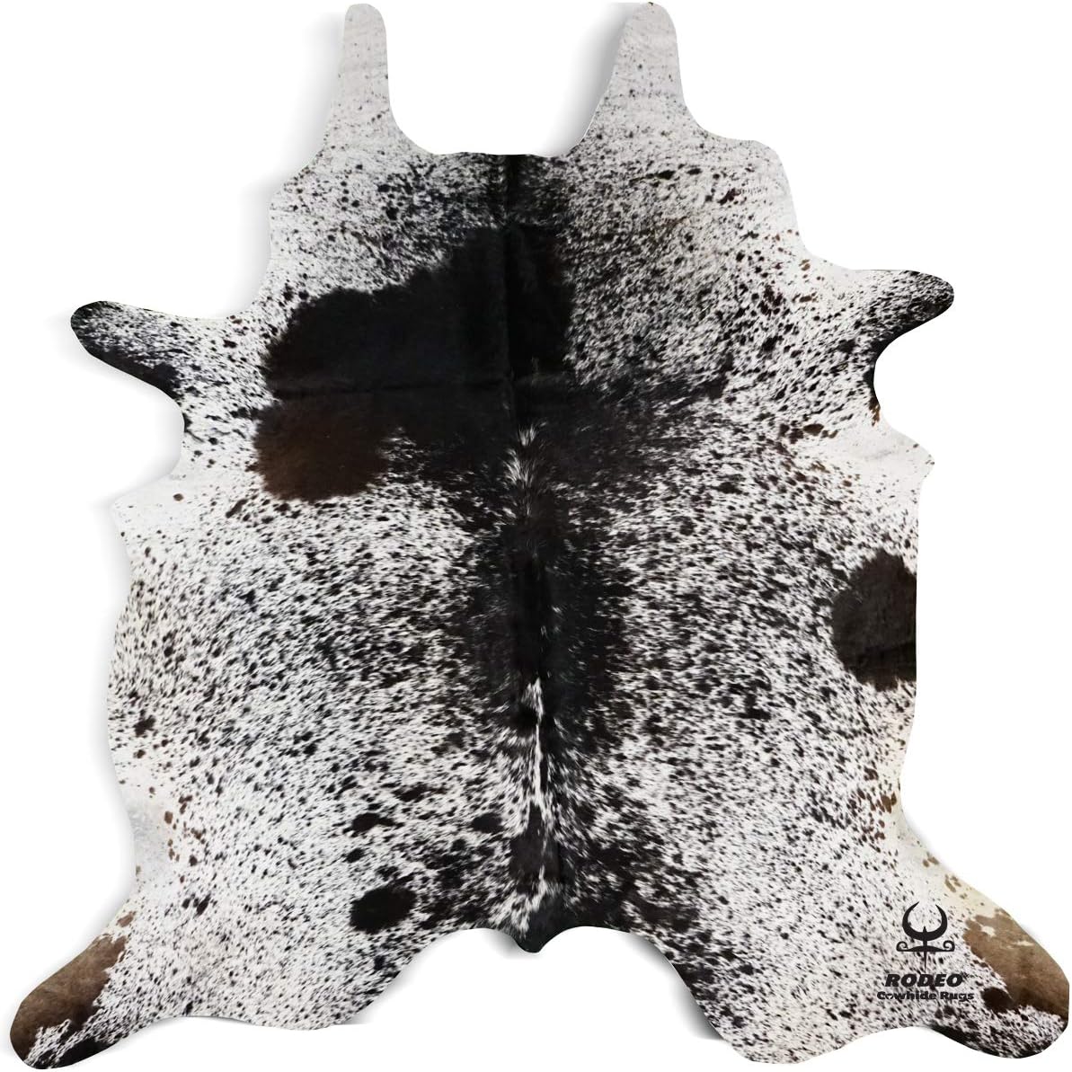 rodeo Salt and Pepper Cowhide Rug Brazilian Cow Skin Rug BrownTricolorBlack Cow hides Size XXL Approx 7x8 ft 213cmx243cm cowhides Premium Quality Black and White
