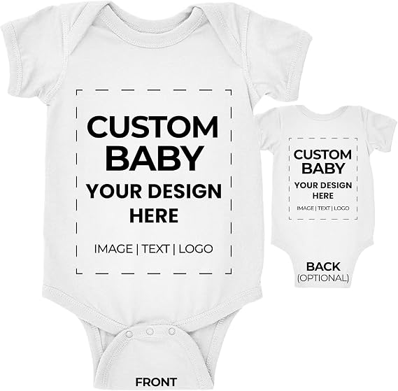 APPARELYN Custom Baby Bodysuit Design Your Own Body suit - Personalized Text Image - Baby Boy & Girl Newborn Romper
