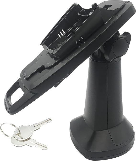 ENS Tailwind Ingenico IWL 220/IWL 250 7" Latch and Key Lock Pole Mount Terminal Stand, Adhesive Installation, Black