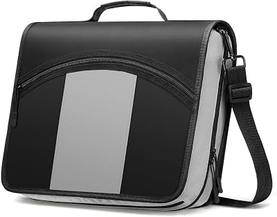 MoKo Zipper Binder, 3-Inch 3 Rings Binder with Zipper, 600 Sheet Capacity Multi-Pocket School Bag Organizer, Handle and Shoulder Strap Included, Black & Gray