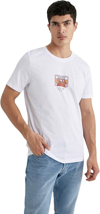 DeFacto Sevgililer Günü Unisex Kısa Kollu T-Shirt Üniseks Yetişkin Beyaz
