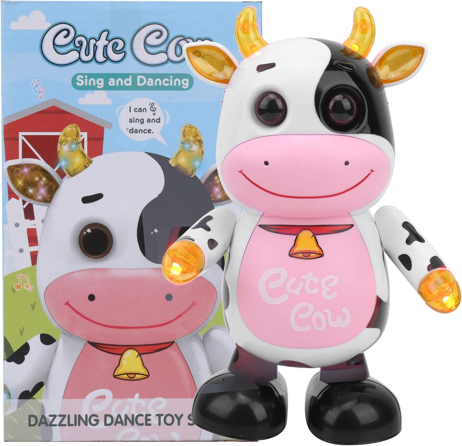 Plastic Robot Cow Toy, Dancing Cow Toy, Flashing Electric Musical Singing Birthday Gift Holiday Gifts for Kids over 3 Years Old Christmas Gift