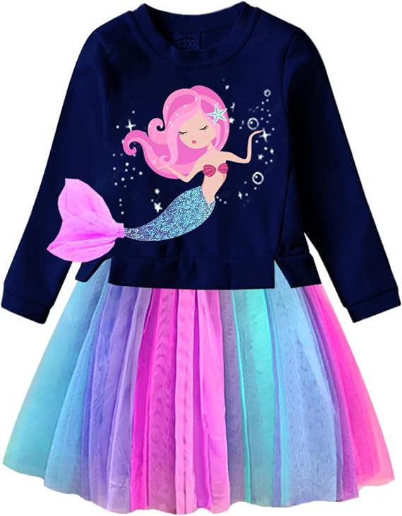 VIKITA Girls Dresses for Winter Long Sleeve Toddler Girls Clothes Party Tulle Dresses for Little Girls,2-12 Years