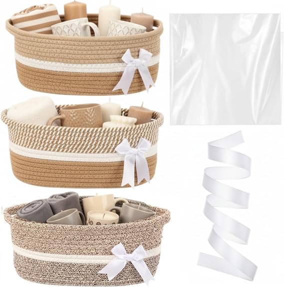 Colingmill 3 Pack Small Empty Gift Baskets, Brown