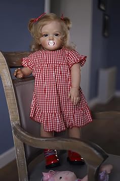 TERABITHIA 28 Inches One Year Real Baby Size Rooted Blond Hair Lifelike Reborn Baby Doll Crafted in Full Limbs and Weighted Cloth Body Realistic Newborn Toddler Girl Dolls That Look Real and Feel Real