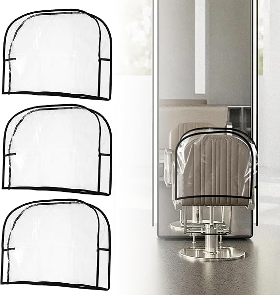 3Pcs Salon Chair Cover, PVC Clear Chair Back Covers, Waterproof Salon Chair Covers Protectors, Soft Salon Chair Back Cover, Fits Most Standard Salon Chairs Office Chairs, 20"x 15.7"x 4.7"