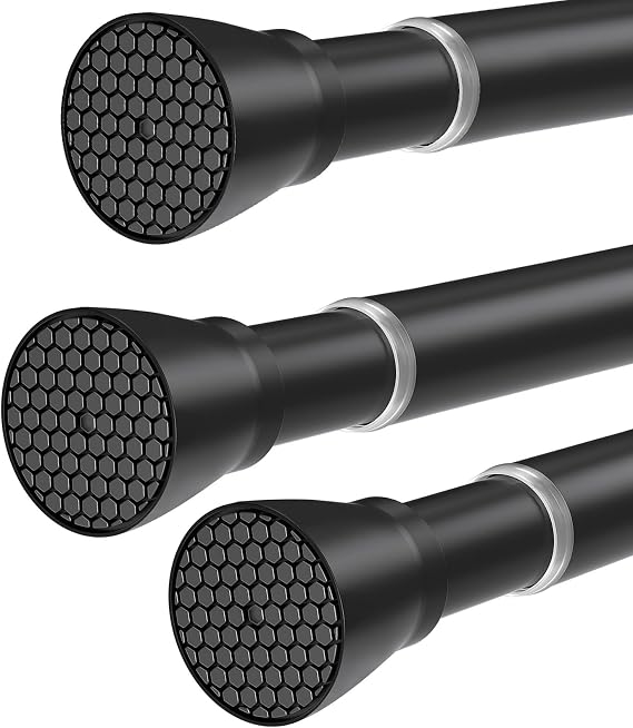 Black Tension Rods 28 to 48 Inch 3Pcs