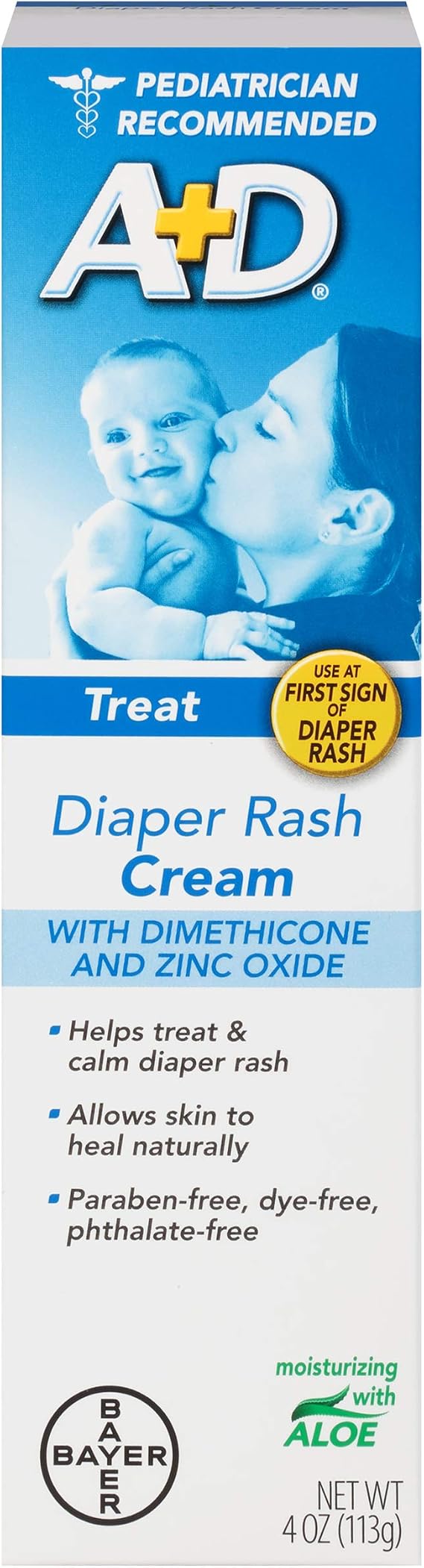 A+D Diaper Rash Cream, Zinc Oxide Cream, 4 oz (113 g)