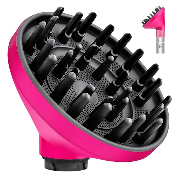 Upgraded Large Diffuser for Dyson Airwrap Styler HS08 HS05 HS01, Hair Diffuser Attachment for Fast Drying Wave Curly Thick Hair, Adding Volume and Define Curl Wave (Rose)