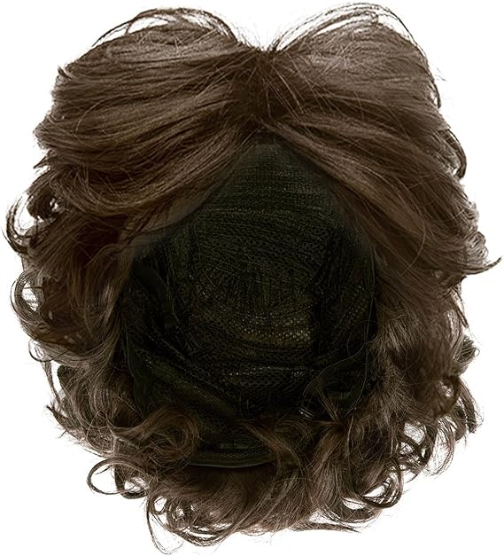 MIVAIUN Mens Wigs Short Curly Fluffy Cosplay Halloween Character Costume Wig Layered Curly Afro Shaggy Wig Blonde 70s 80s Disco Dude Wig Handsome Men's Daily Costume (Brown)