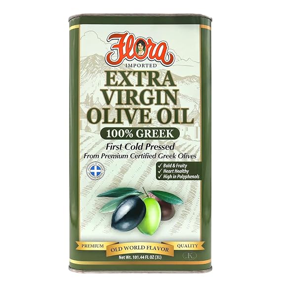 (3 LITER TIN) 100% Greek Extra Virgin Olive Oil Extracted from Koroneiki Olives - Imported from Greece - Premium Quality