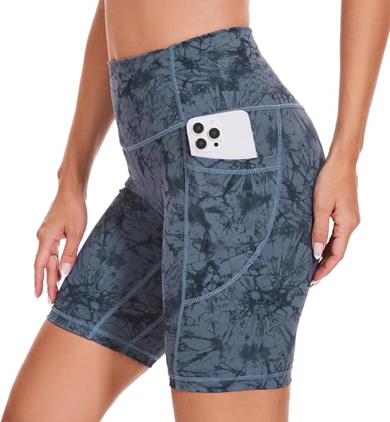 ccko High Waist Biker Shorts for Women with Pockets Workout Yoga Spandex Athletic Leggings Shorts for Gym Running