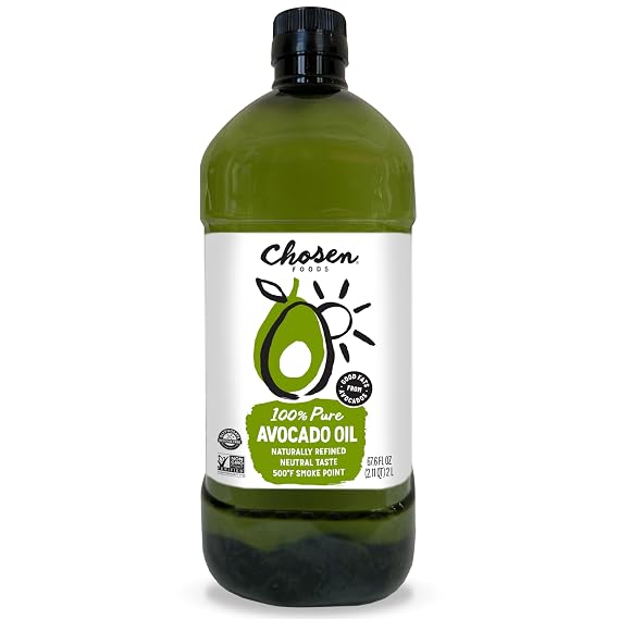 Chosen Foods Avocado Oil, 2 Liter - All Purpose Cooking Oil made from 100% Pure Avocados - Non-GMO, Gluten-Free, Keto Friendly, Glyphosate Free - 67.6 Fl Oz (Pack Of 1)