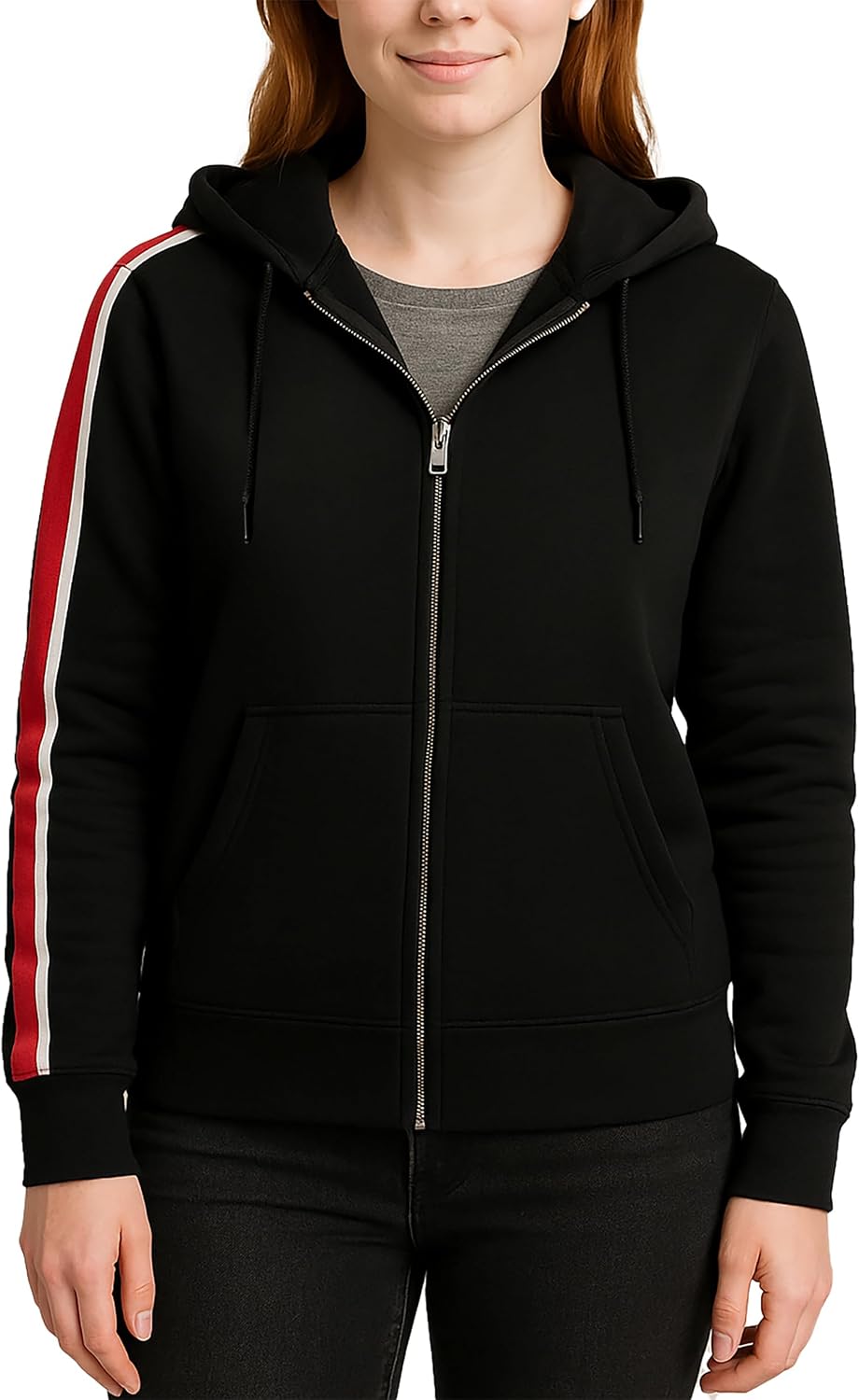 SpazeUp Women N7 Jacket Mass 3 Commander Shepard Costume Cosplay Black Fleece N7 Hoodie Women