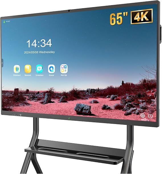 65 Smart Board, 4K UHD Touchscreen Display Electronic Whiteboard Built in Ultra High Definition Camera Open App Ecosystem, Digital Presentation Electronic Smart WhiteBoard for Classroom Home Office