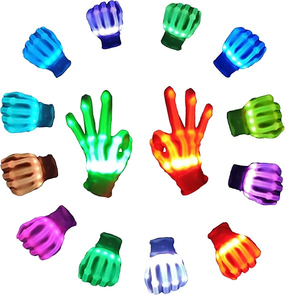 12 Color Led Light up Gloves Cool Finger Flash Toys Party Gift,S