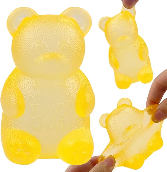 Squeezing Bear & Sugar Ball Designs, Anxiety Relief & Focus Toy, Maltose Filled Squeeze Toys for Sensory Play,Sensory Fidget Toys for Adults, Kids, Slow Rising Squishy Stress Ball (Orange )