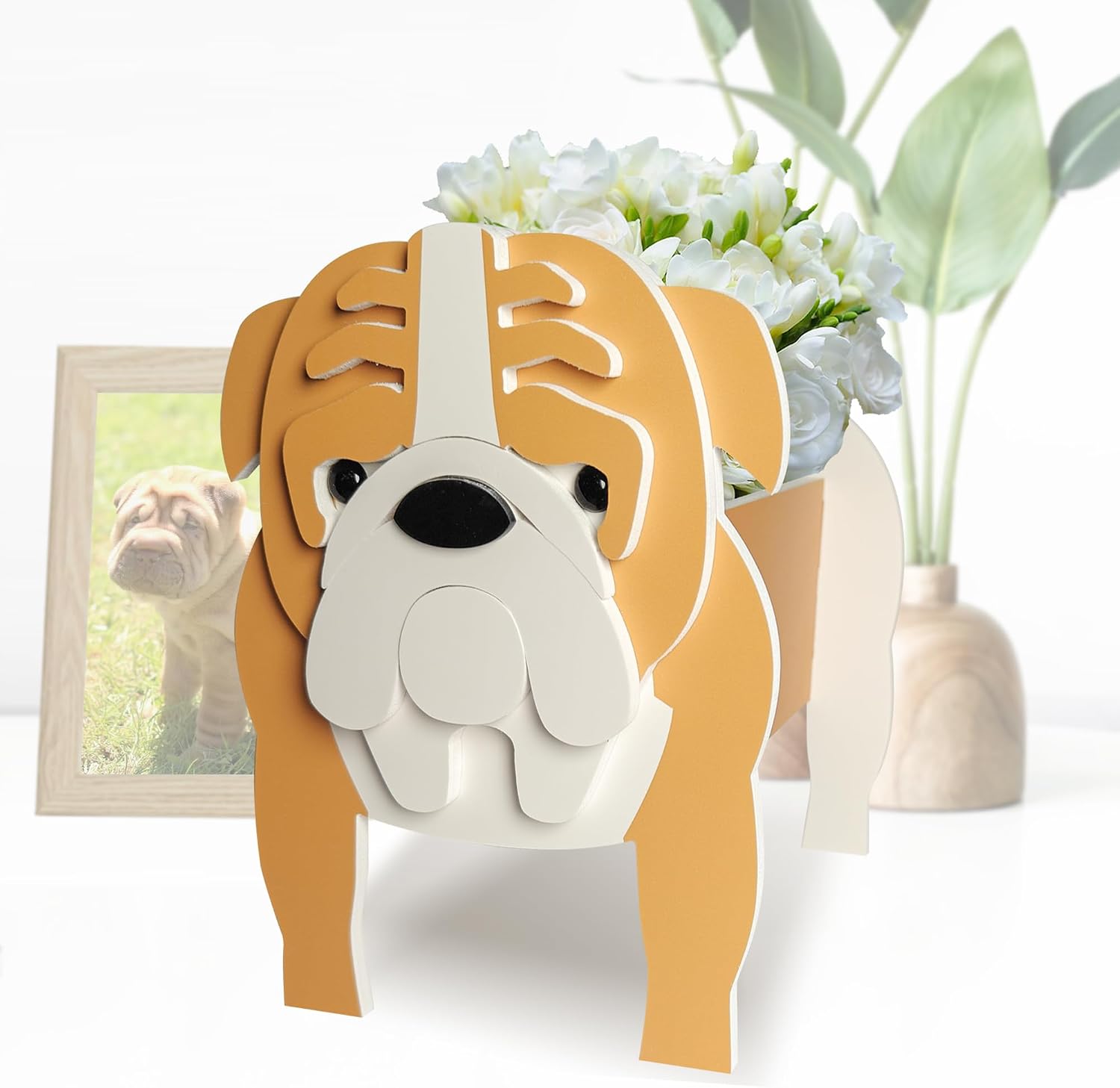 Brown English Bulldog Dog Planter, Pet Shape Garden Pots Plant Pots for IndoorOutdoor Gardens Decoration, Cute, Surprise GiftsSouvenirs for Pet Lovers