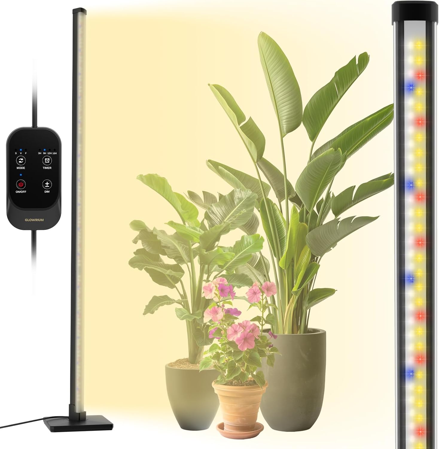 Grow Light with Auto-Timer, Hanging and Standing Grow Lights for Indoor Plants,3 Light Modes, Detachable Full Spectrum Plant Lights for Wide Area Coverage in Indoor Plants 60 in