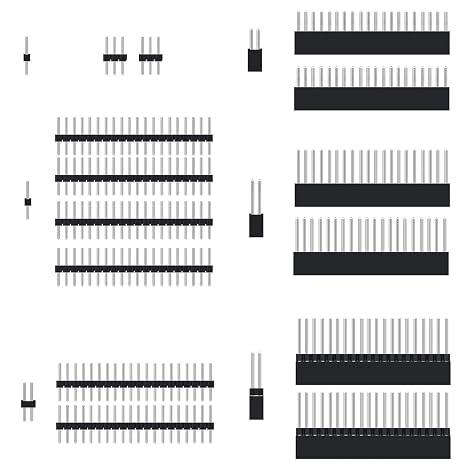 iUniker Gpio Extender 0.1" 2x20-Pin Stacking Female Header Kit Tall Header, 2x20 (40 Pin) Strip Dual Male Header, 1x20 Pin Header Set for Raspberry Pi/Pico (Pack of 14)