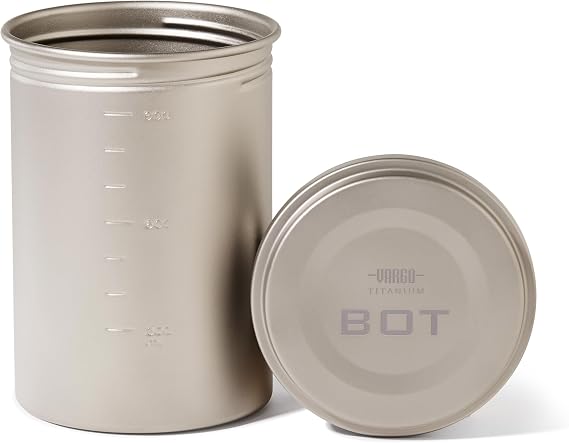 Vargo Titanium BOT Series | 1 Liter (34 oz.) Ultralight Water Bottle Cooking Pot Weighs 147 grams (5.2 oz.) | Backpacking Camping Multipurpose