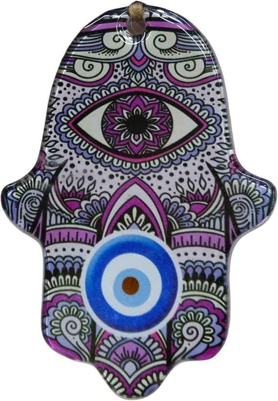 10x15 cm Cam Fatma Ana Eli Duvar Süsü - Nazarlık Motifli Mini Boy Otantik Duvar Dekoru - Askılı Hamsa Eli Ev Hediyesi