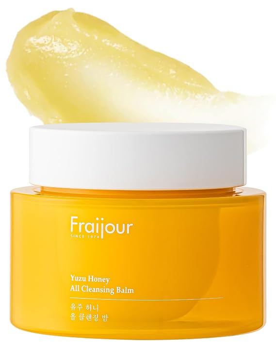 Fraijour Yuzu Honey All Cleansing Balm Korean Makeup Remover with Sunflower, Avocado & Jojoba Oils, Melts Waterproof Makeup, Vitamin E for Radiance & Moisture, Non-Greasy Finish, 1.69 fl.oz.