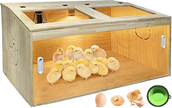 21-Piece Large Chicken Brooder Box 32", All-in-One Kit, Up to 35 Chicks Capacity, Brooder with Heat Lamps, Pee Pads, Thermometer, Cleaning Tools, Chick Brooder Box for Quail, Hamsters, Pattern A