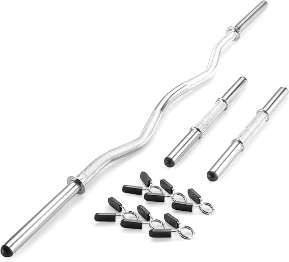 Marcy Curl Bar & Dumbbell Handles with Spring Collars, 1 or 2 Inch Plates