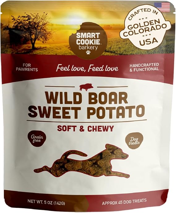 Smart Cookie Healthy Soft Dog Treats - Wild Boar & Sweet Potato - Grain Free Limited Ingredient Training Treats for Dogs with Sensitive Stomach & Allergies, Natural Novel Protein, Made in USA (5oz.)