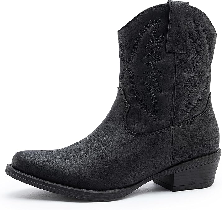 GLOBALWIN Women's Cowboy Boots Short Western Boots Ankle Booties
