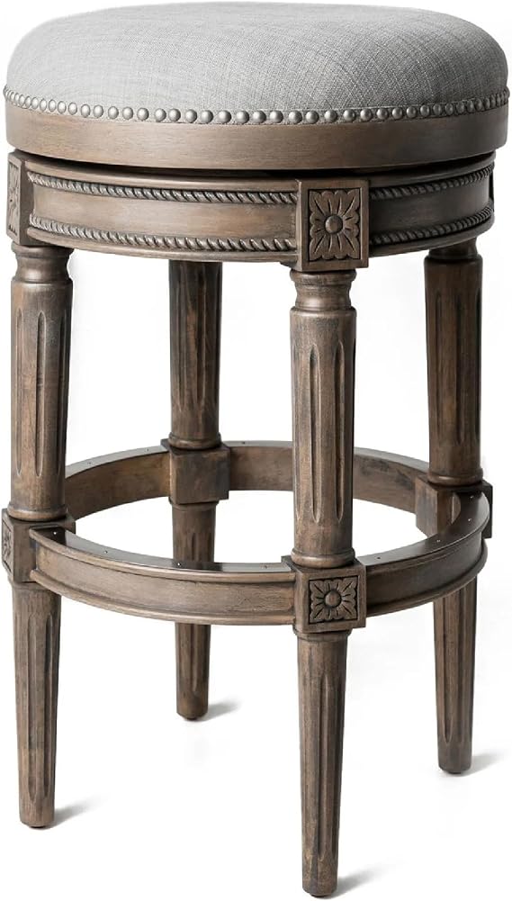 Maven Lane Pullman Backless Bar Stool, Weathered Oak Finish, 30"